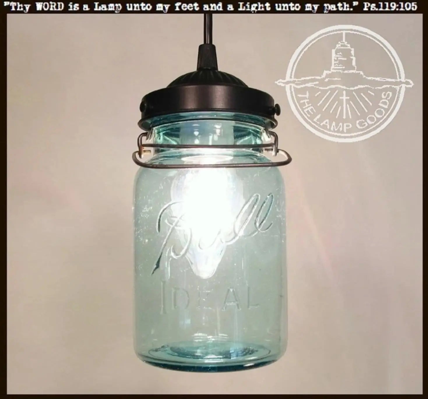 Vintage BLUE Mason Jar PENDANT Light