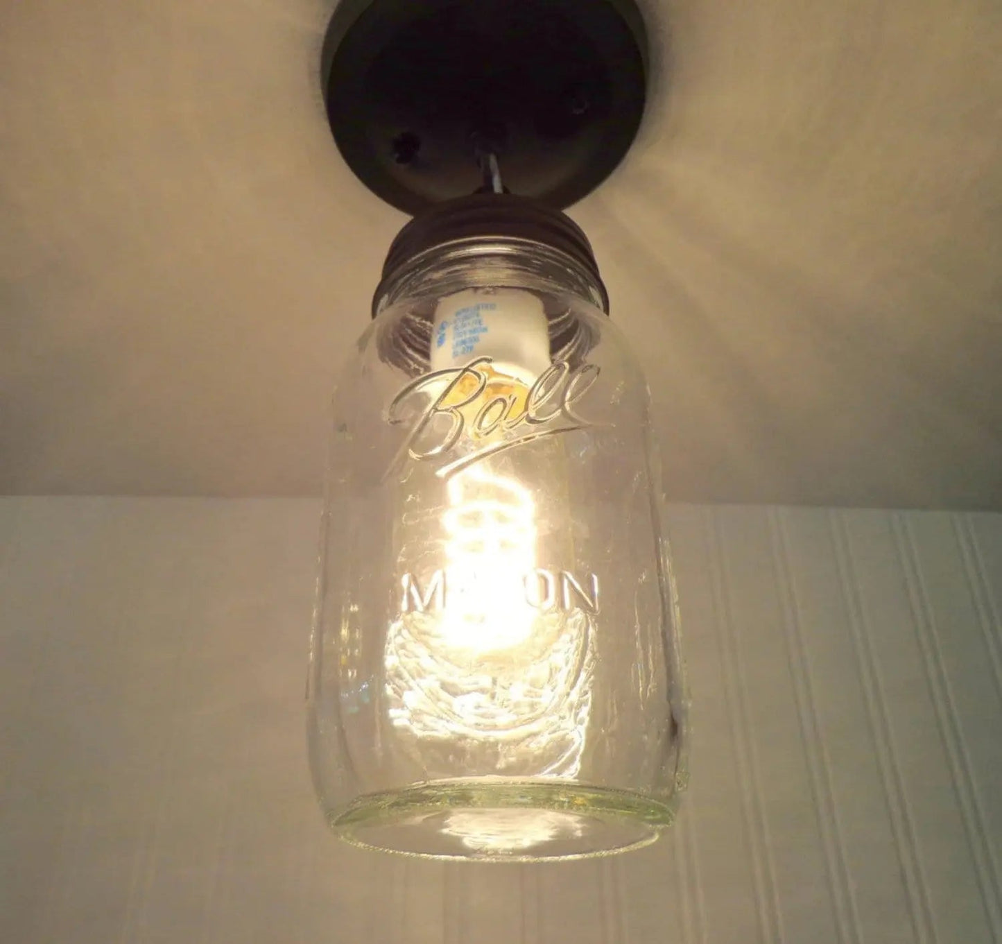 Mason Jar Ceiling LIGHT With Chain & NEW Quart