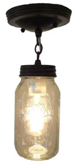Mason Jar Ceiling LIGHT With Chain & NEW Quart