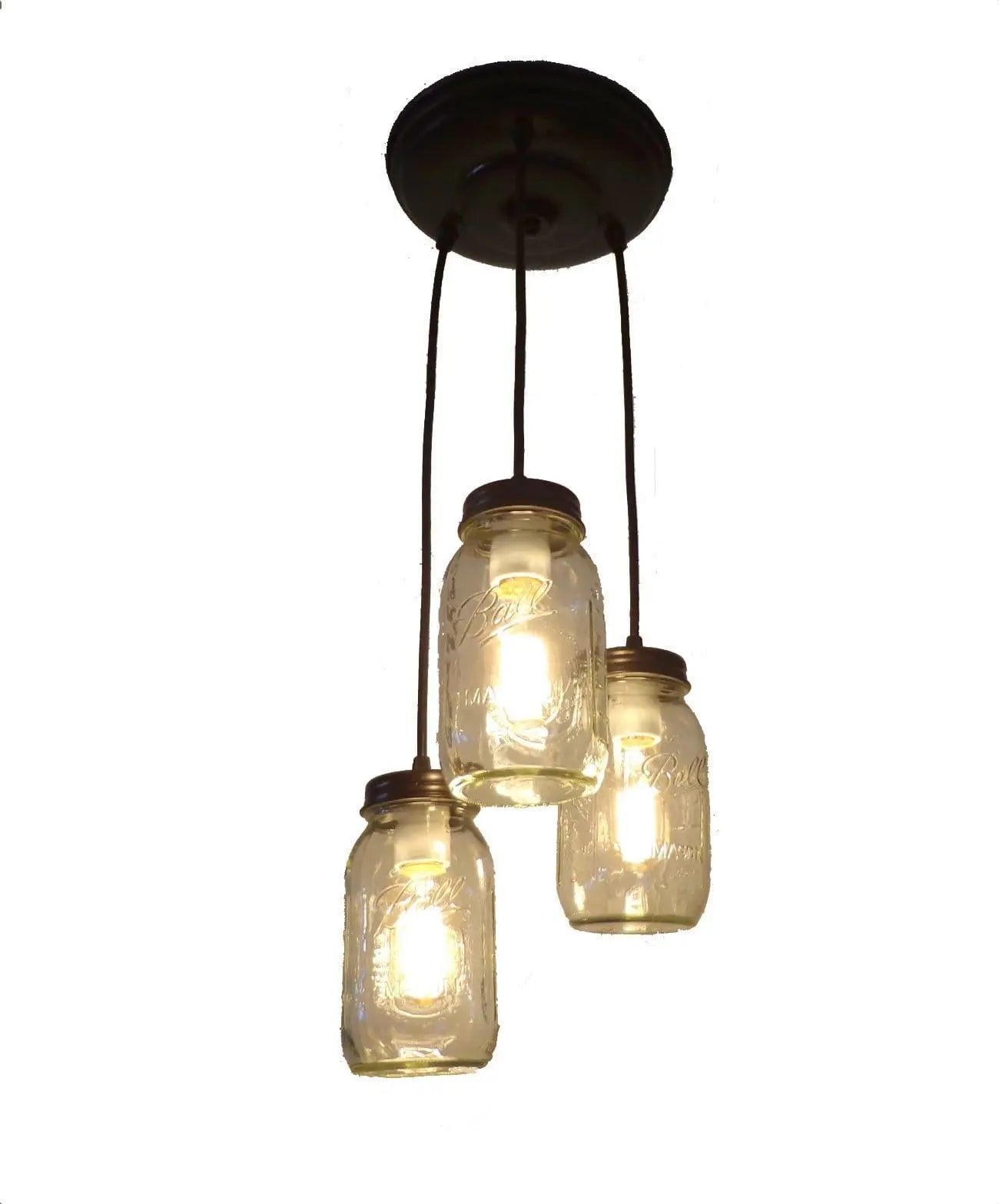Mason Jar CHANDELIER Pendant Light Trio