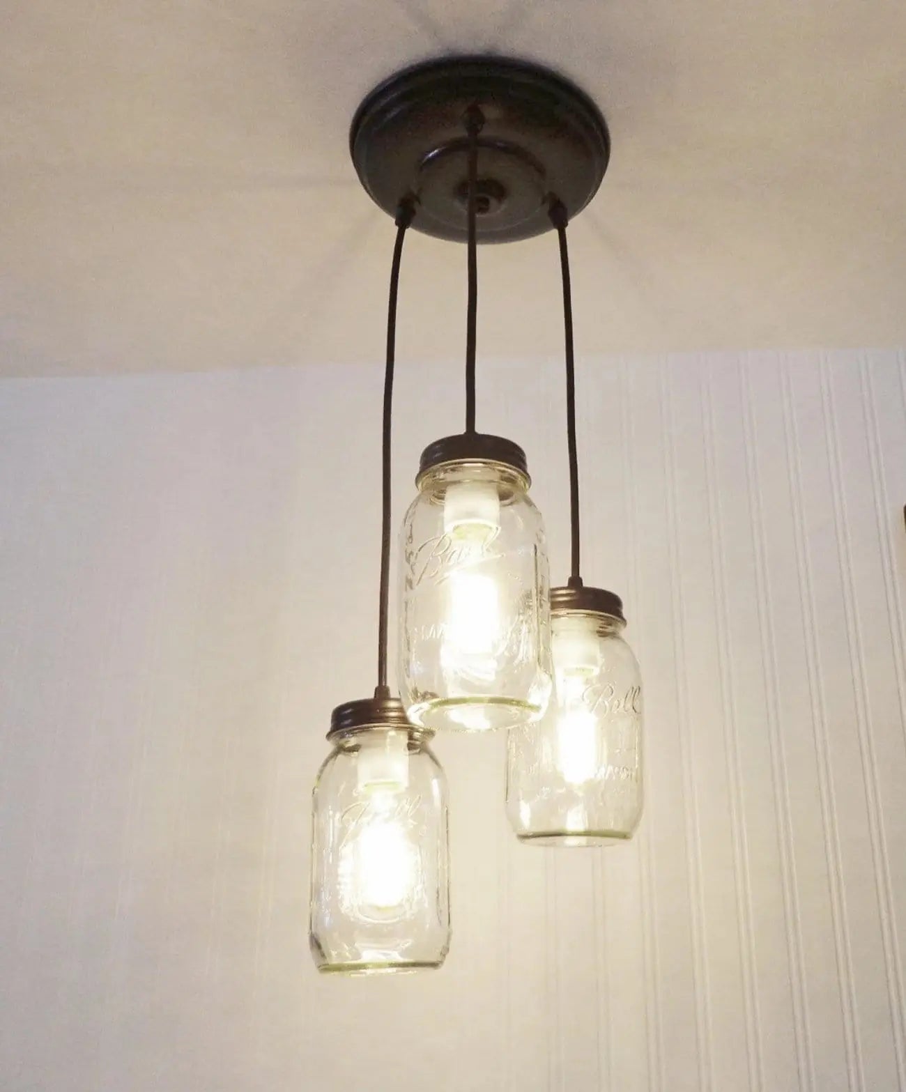 Mason Jar CHANDELIER Pendant Light Trio
