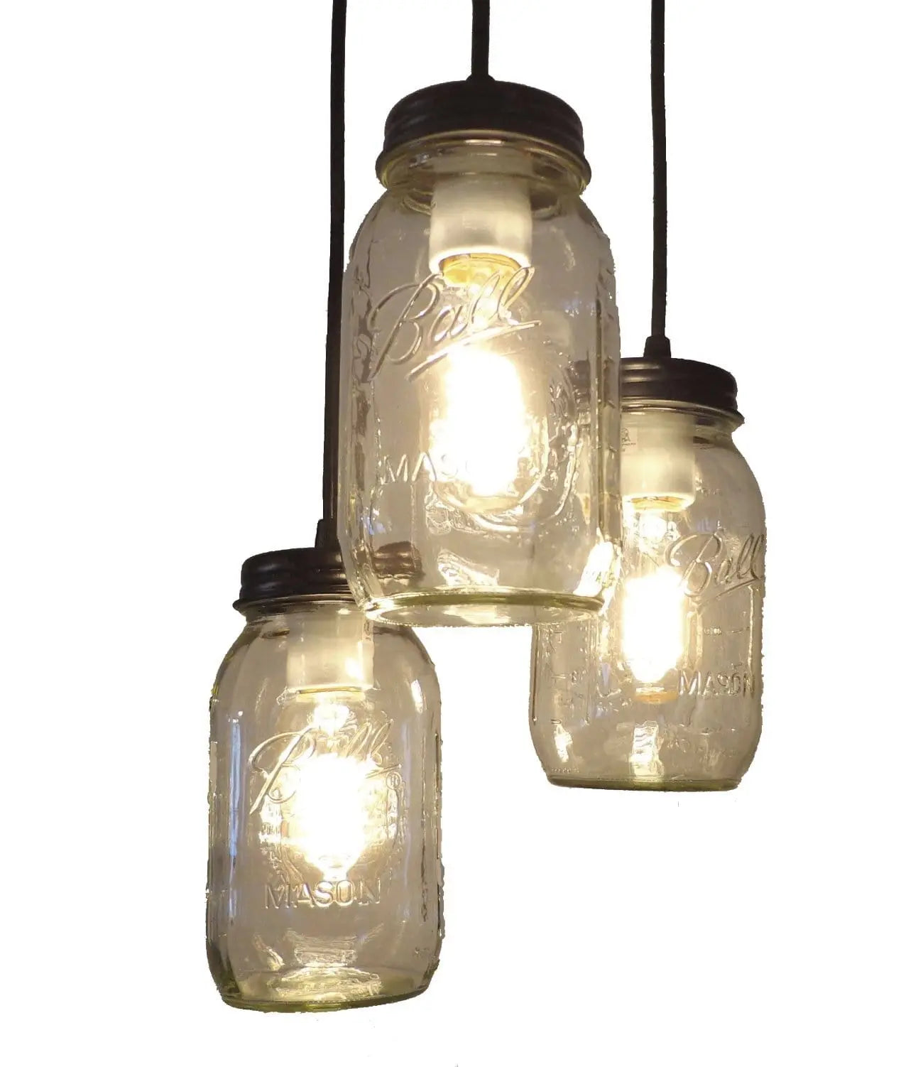 Mason Jar CHANDELIER Pendant Light Trio