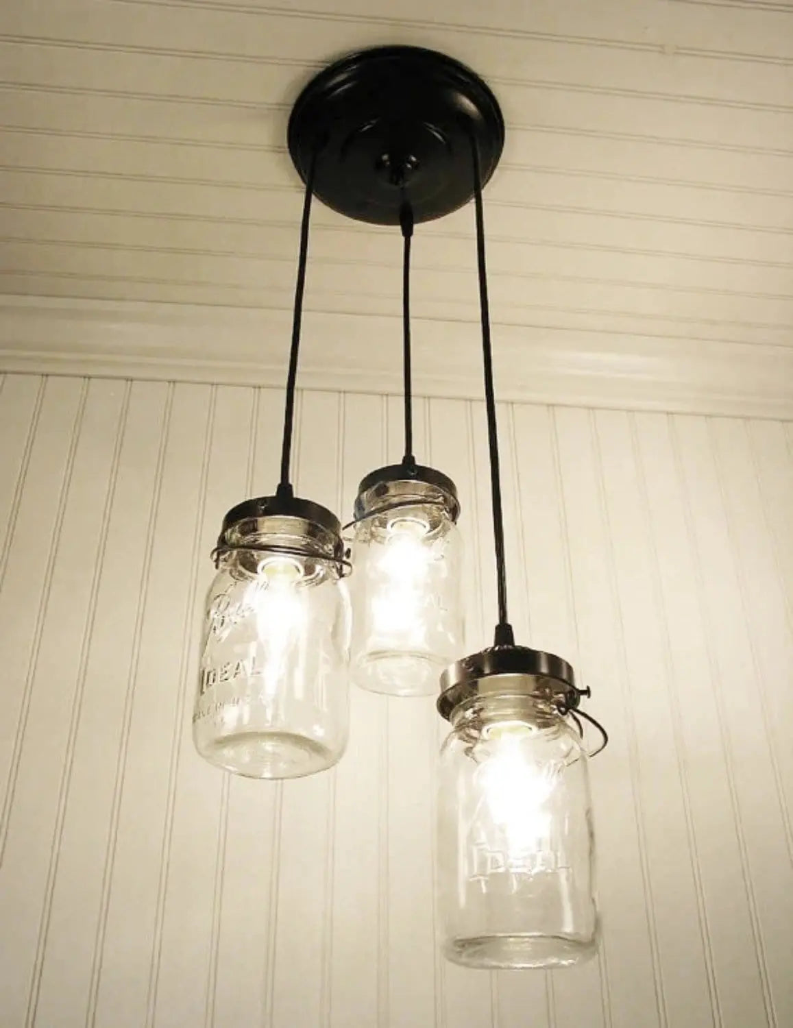 Mason Jar Chandelier Pendant Light Trio