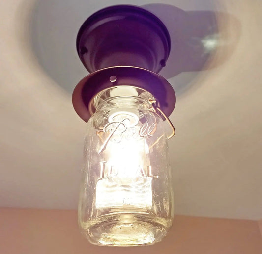 Mason Jar Outdoor Exterior Porch Ceiling Light with Vintage Jar