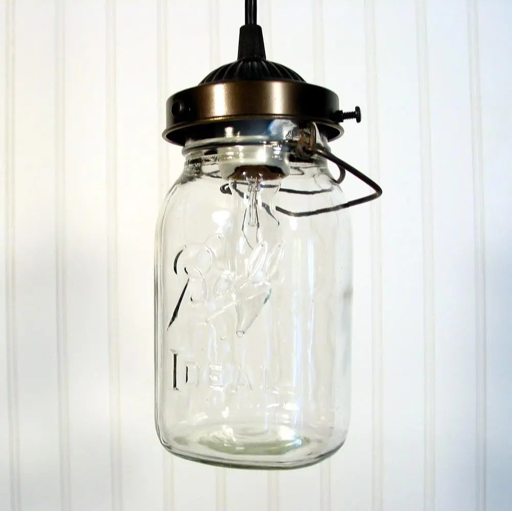 Mason Jar PENDANT Light Vintage Quart