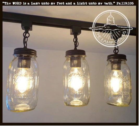 Mason Jar TRACK LIGHTING New Quarts Chain Trio