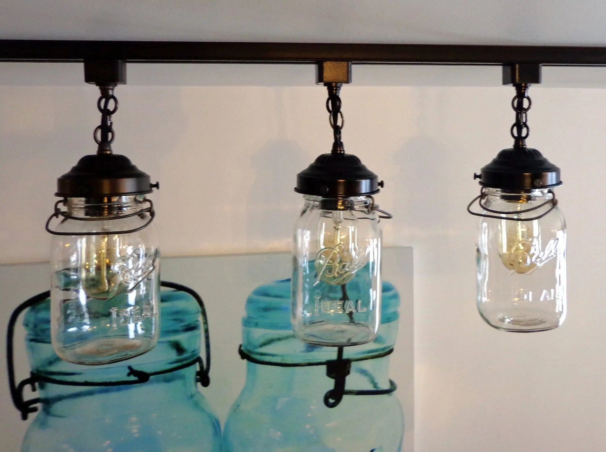 Mason Jar Track Light SINGLE Vintage Quart