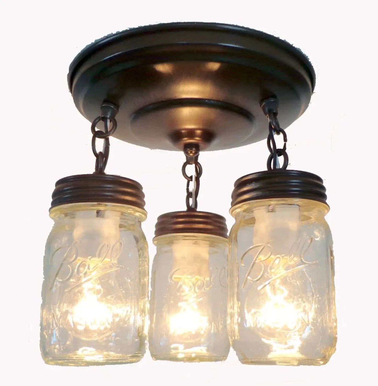 Mason Jar LIGHT FIXTURE New PINT Chain Trio
