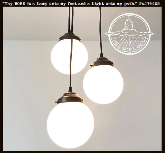 Milk Glass Chandelier Pendant Trio
