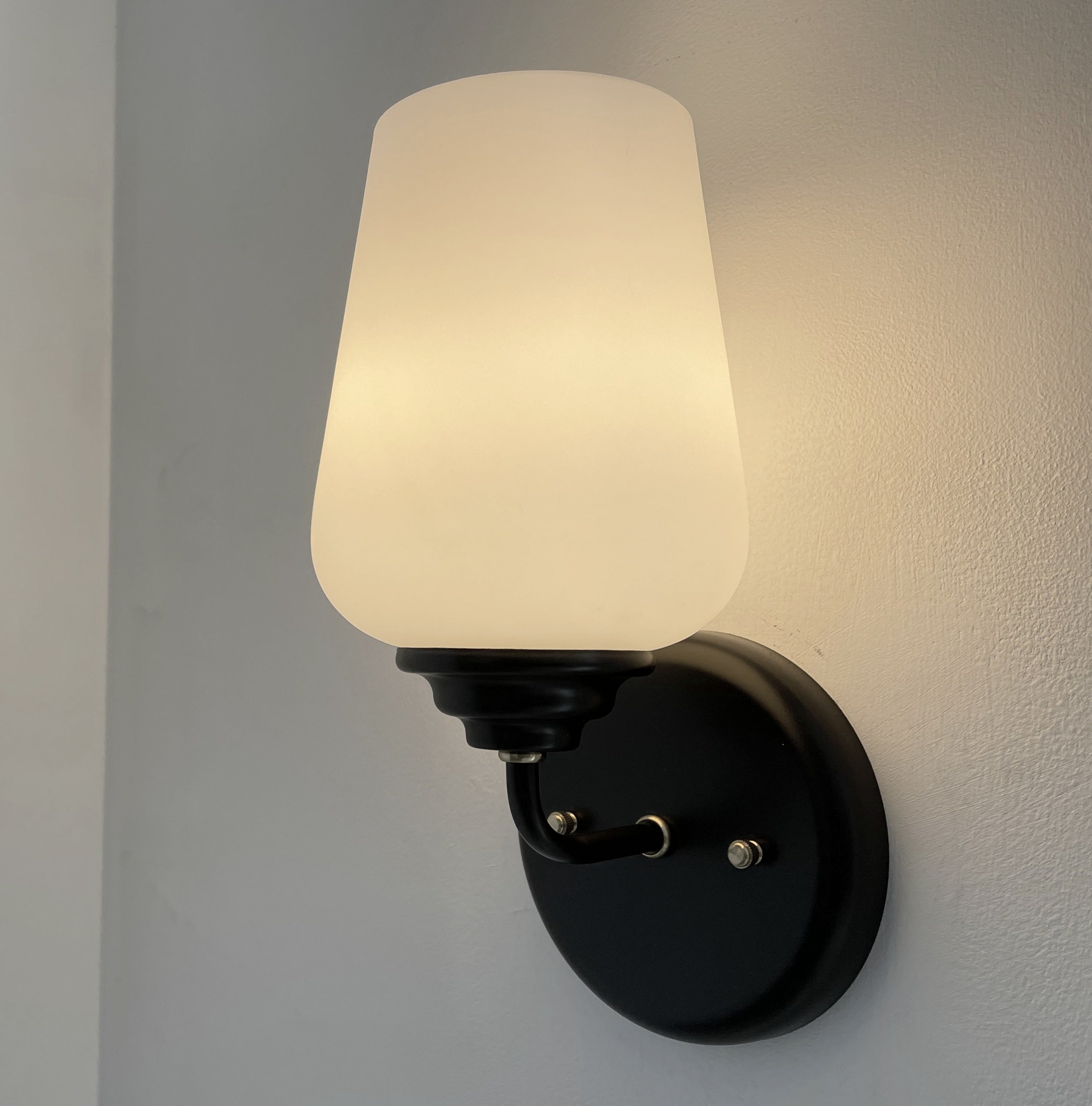 MODERN SLEEK Opal Wall SCONCE Brass and Black – Metal Sign Barn