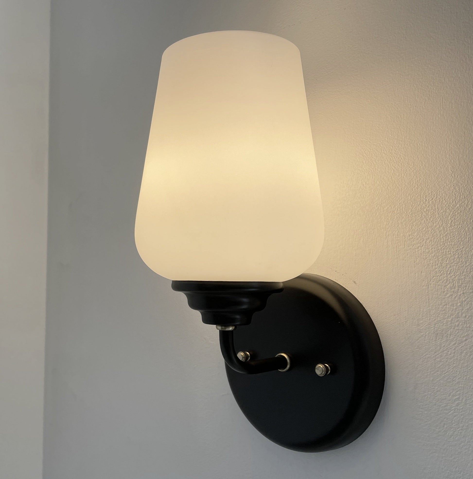 MODERN SLEEK Opal Wall SCONCE Brass and Black