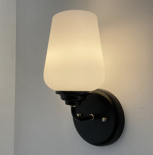 MODERN SLEEK Opal Wall SCONCE Brass and Black