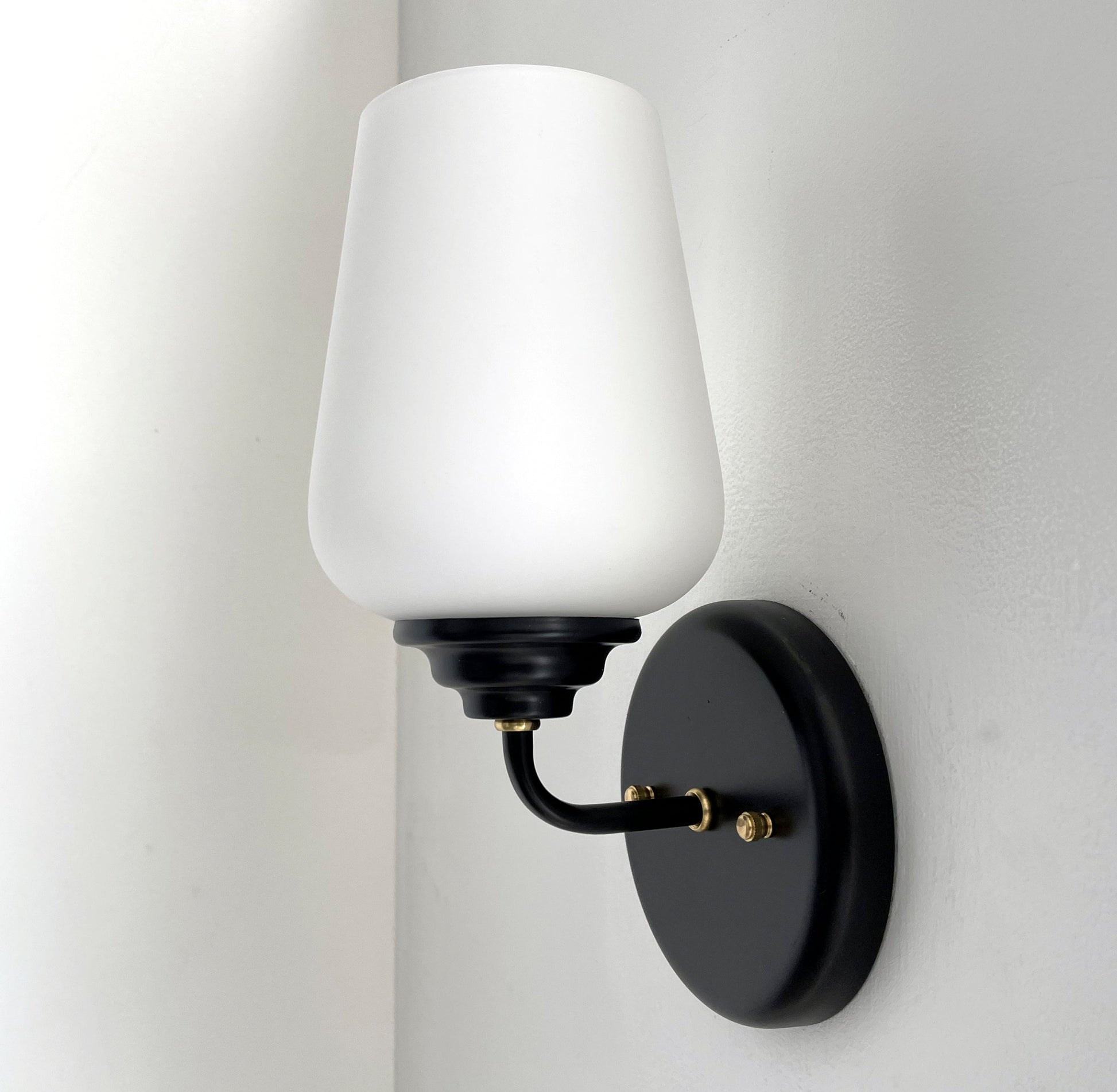 MODERN SLEEK Opal Wall SCONCE Brass and Black