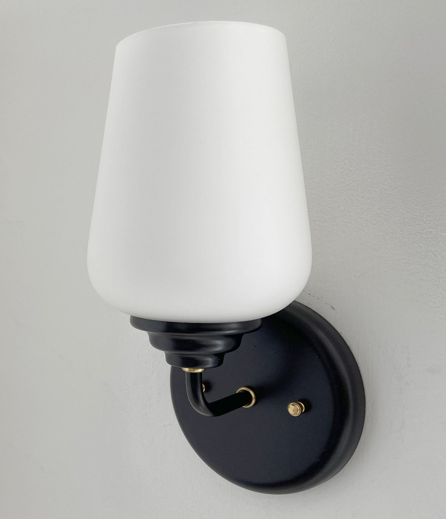 MODERN SLEEK Opal Wall SCONCE Brass and Black