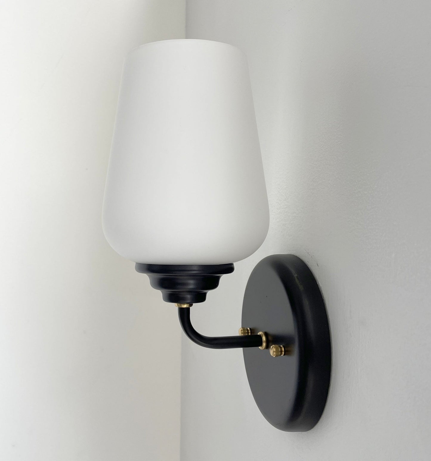 MODERN SLEEK Opal Wall SCONCE Brass and Black