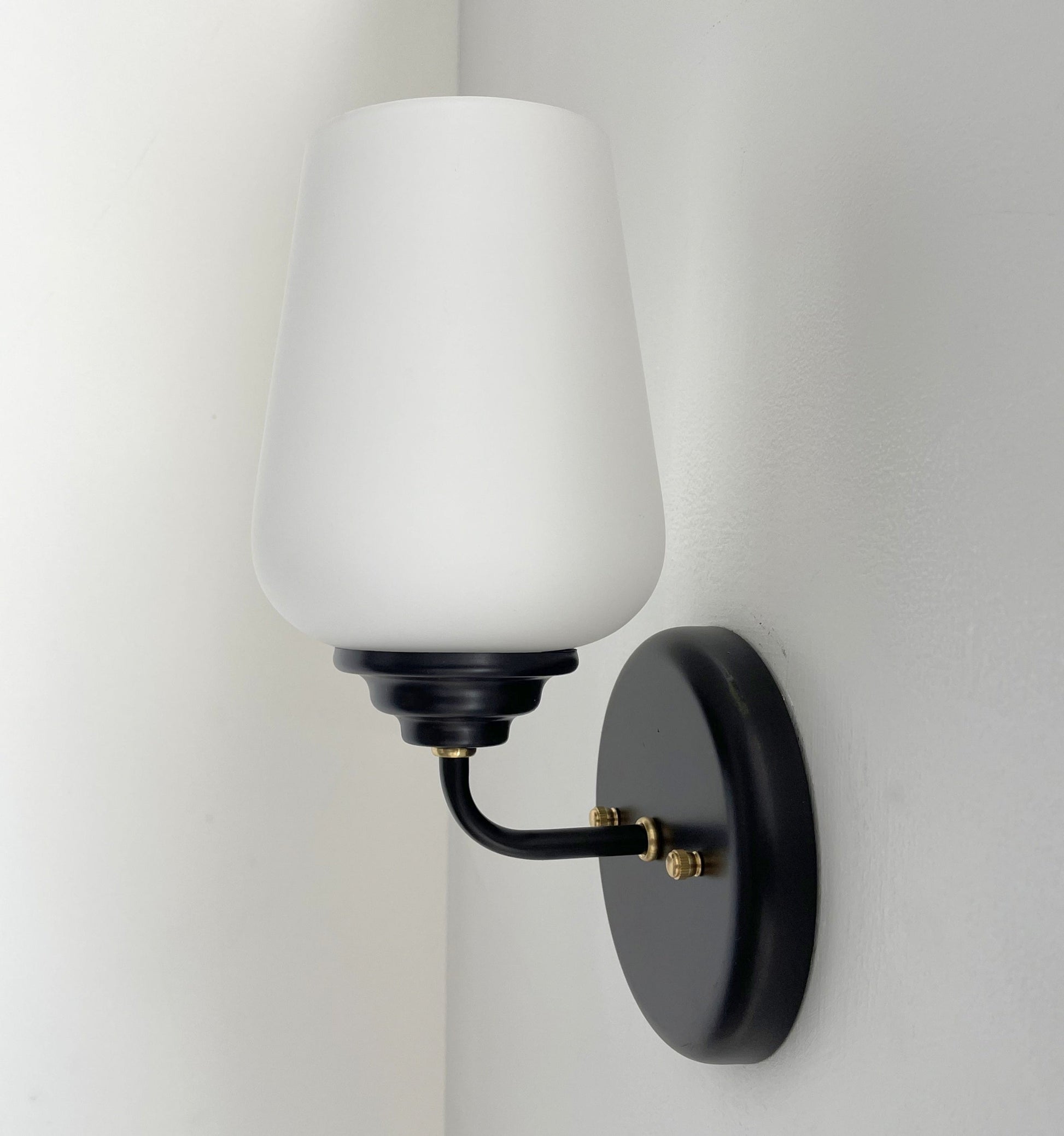 MODERN SLEEK Opal Wall SCONCE Brass and Black