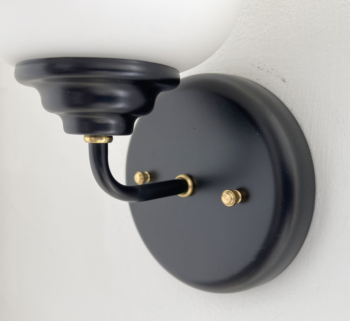 MODERN SLEEK Opal Wall SCONCE Brass and Black