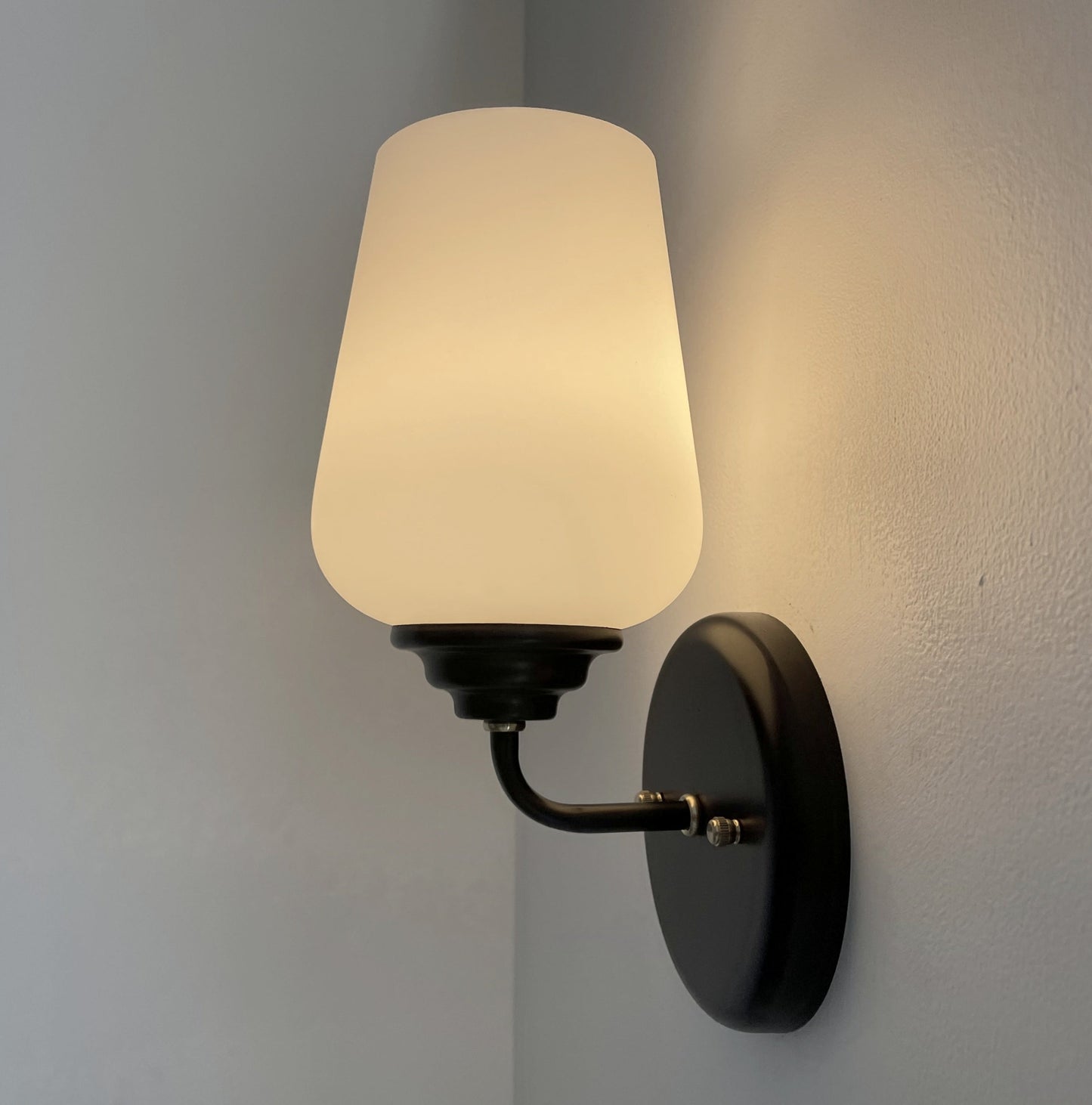 MODERN SLEEK Opal Wall SCONCE Brass and Black