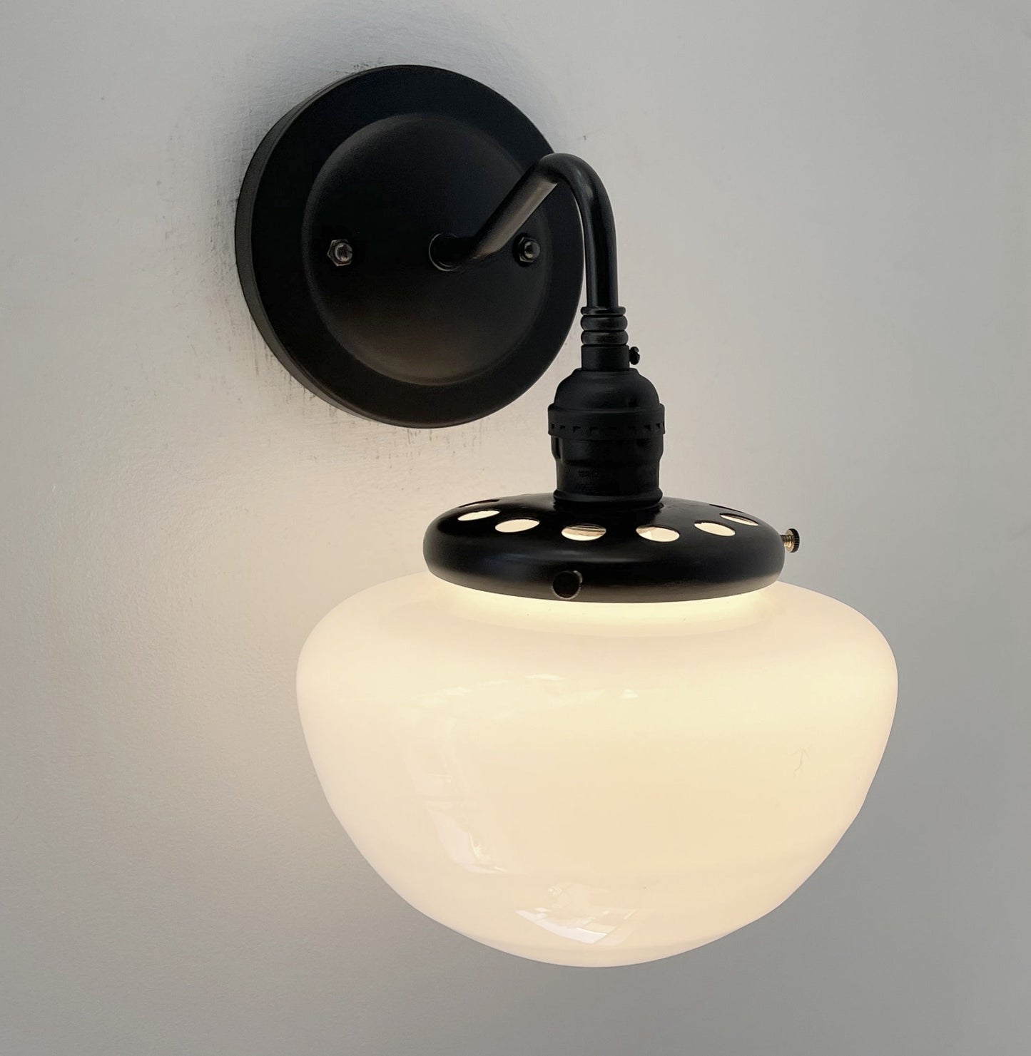 Opal Mushroom Schoolhouse Wall Sconce Light