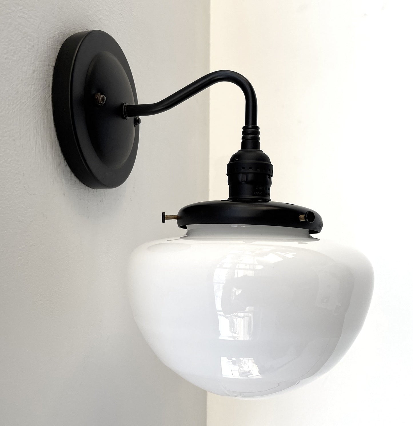 Opal Mushroom Schoolhouse Wall Sconce Light