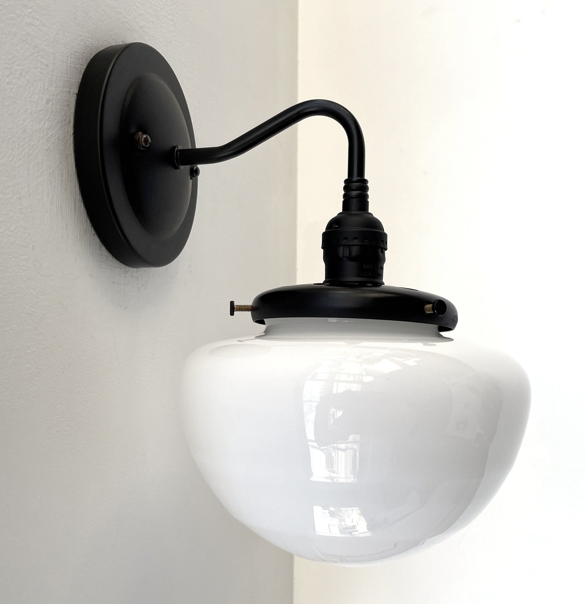 Opal Mushroom Schoolhouse Wall Sconce Light