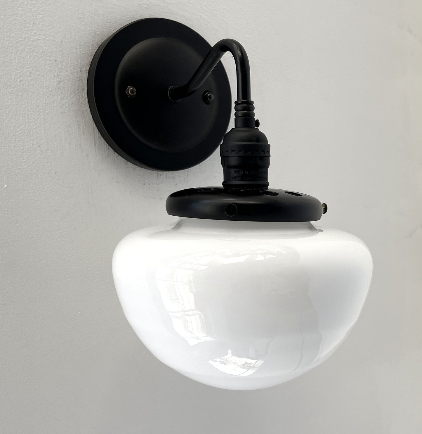 Opal Mushroom Schoolhouse Wall Sconce Light