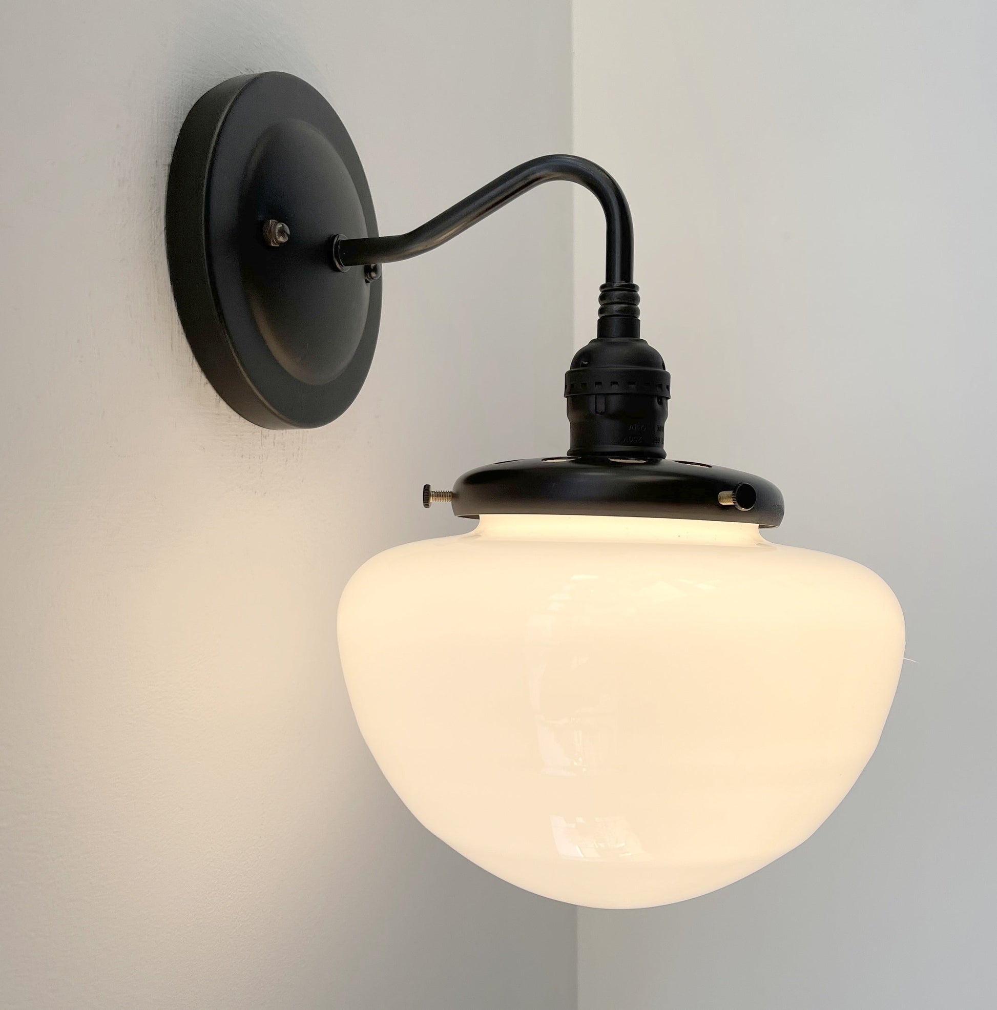 Opal Mushroom Schoolhouse Wall Sconce Light