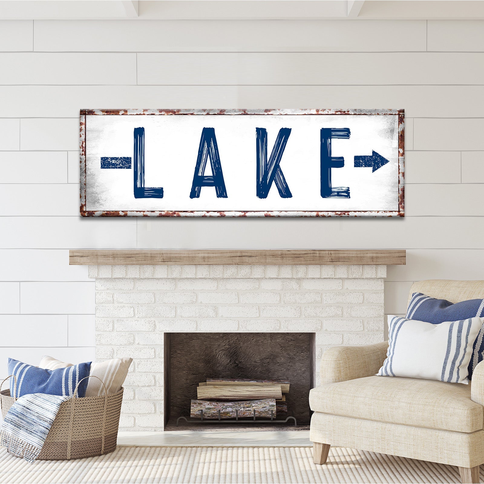 Rustic Lake Arrow Sign