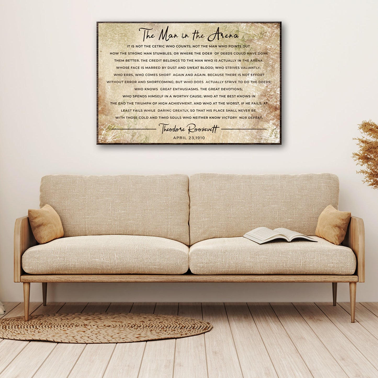 The Man In The Arena Grunge Sign