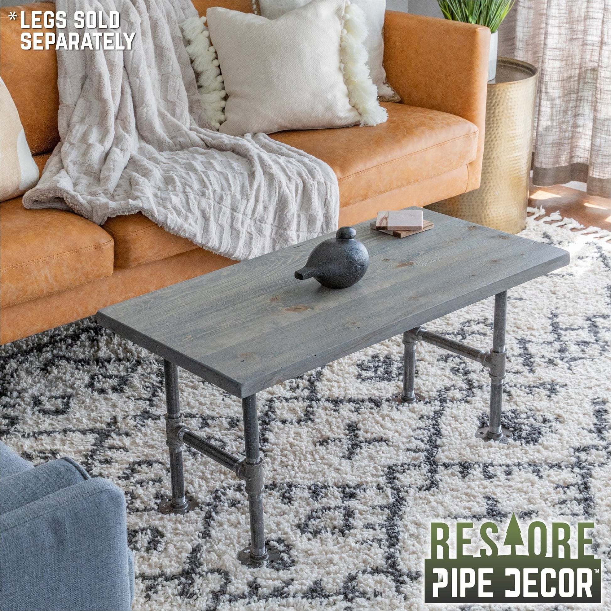 RESTORE Riverstone Grey Solid Wood Coffee Tabletop