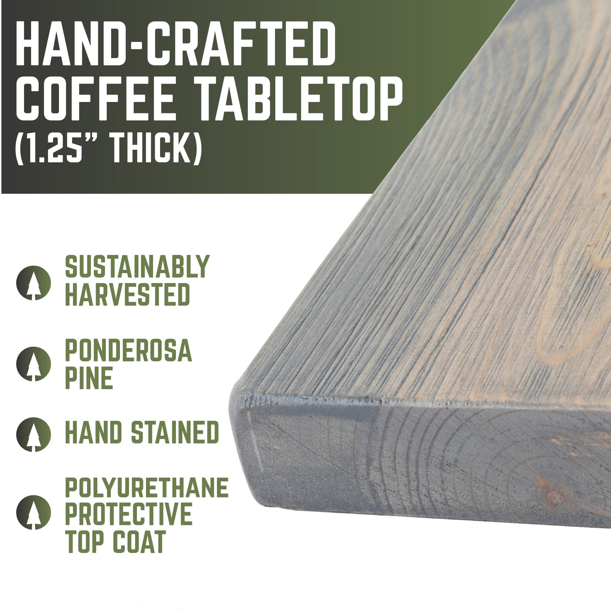 RESTORE Riverstone Grey Solid Wood Coffee Tabletop