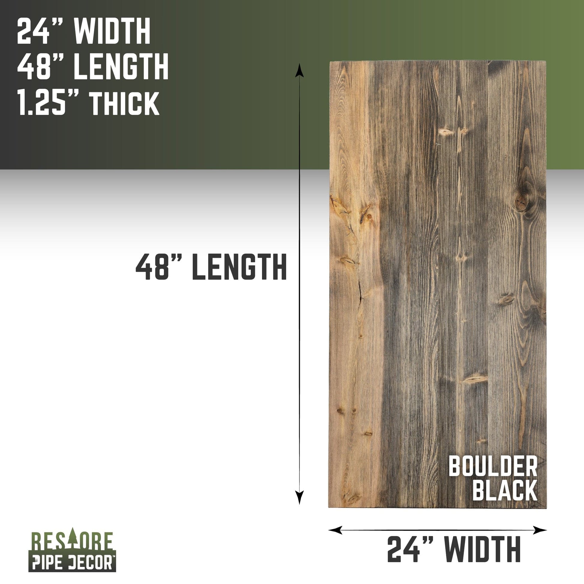 RESTORE Boulder Black Solid Wood Desk Tabletop