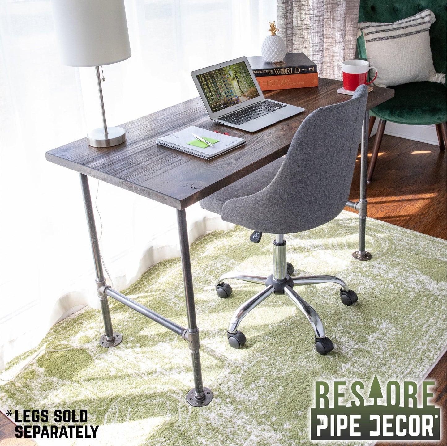 RESTORE Trail Brown Solid Wood Desk Tabletop