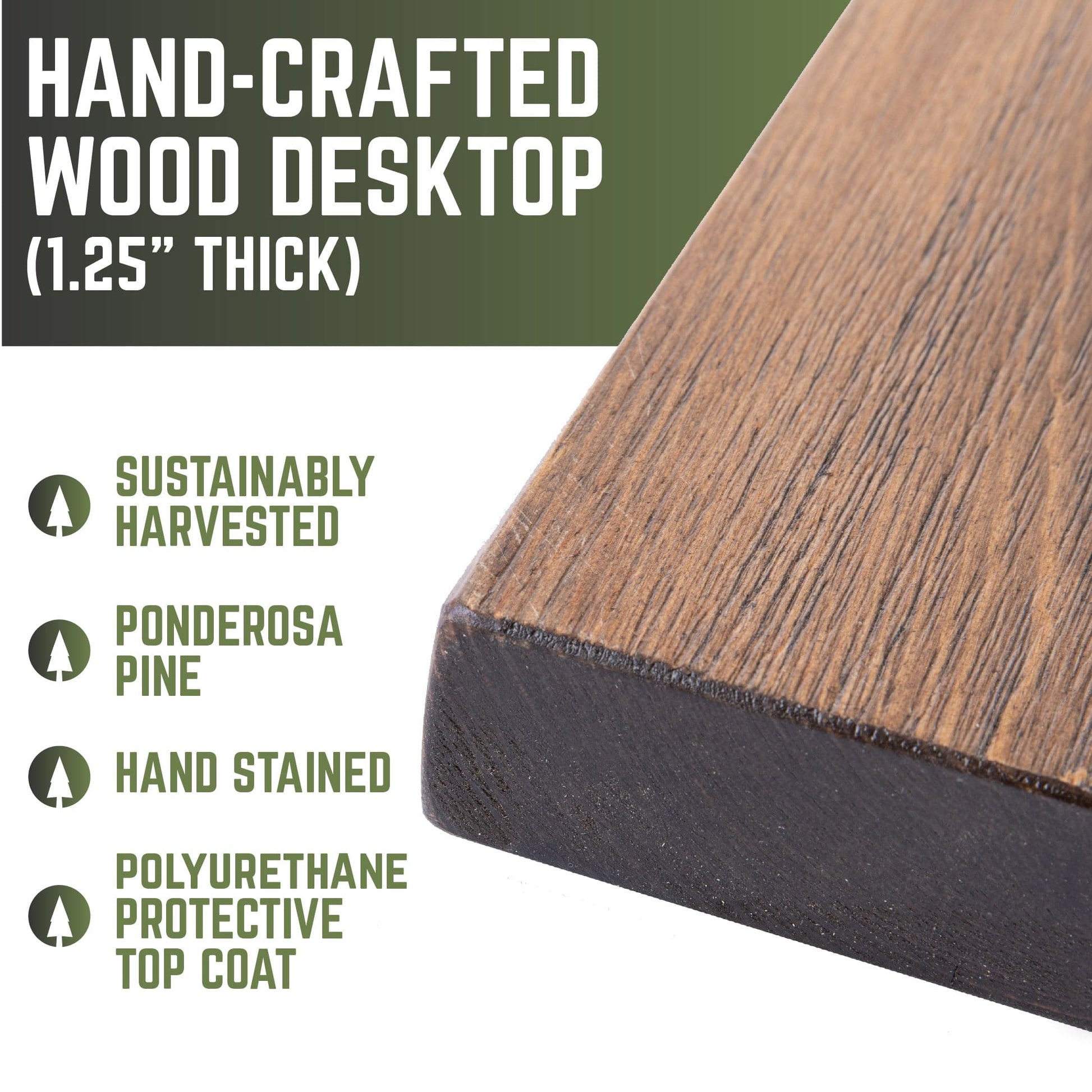 RESTORE Trail Brown Solid Wood Desk Tabletop