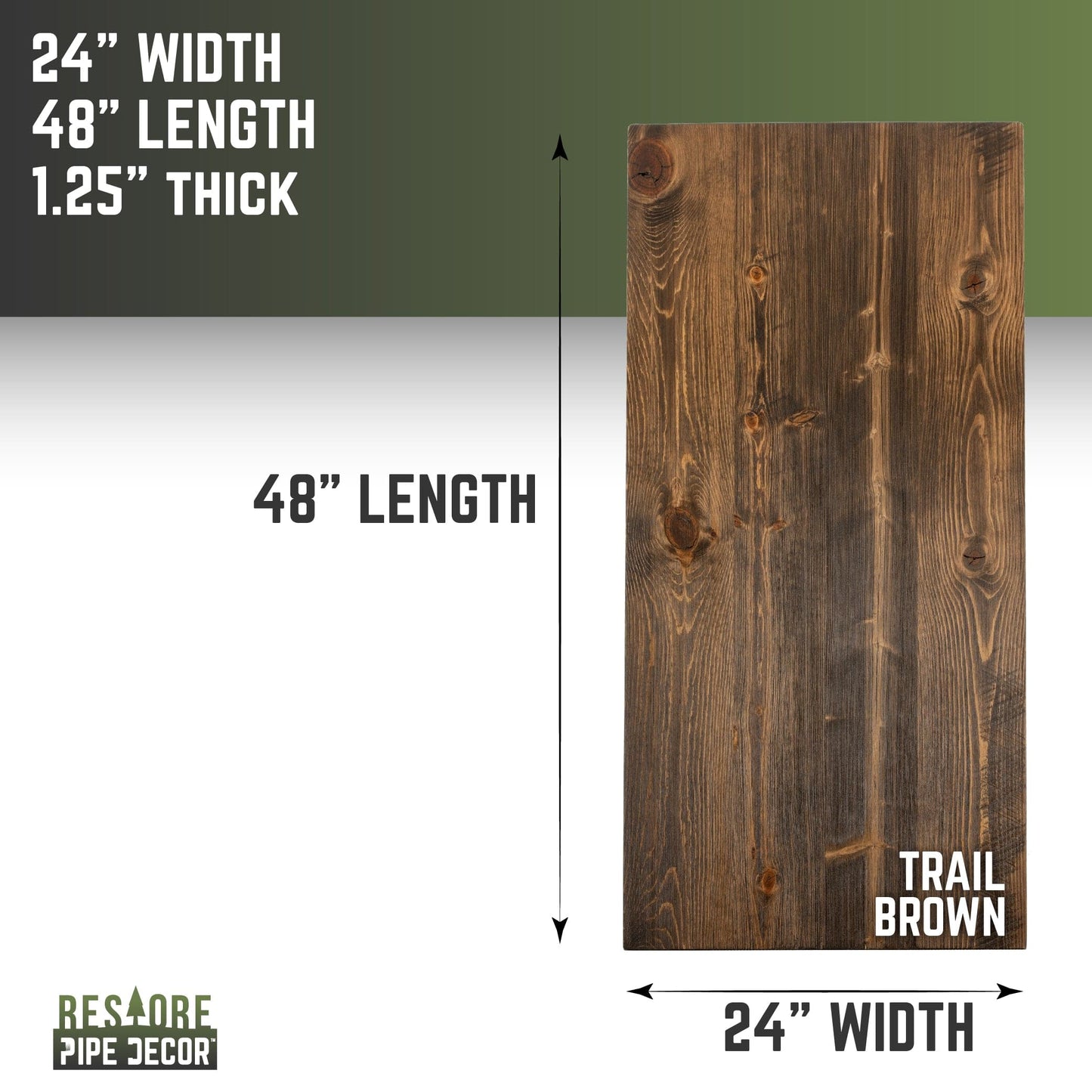 RESTORE Trail Brown Solid Wood Desk Tabletop