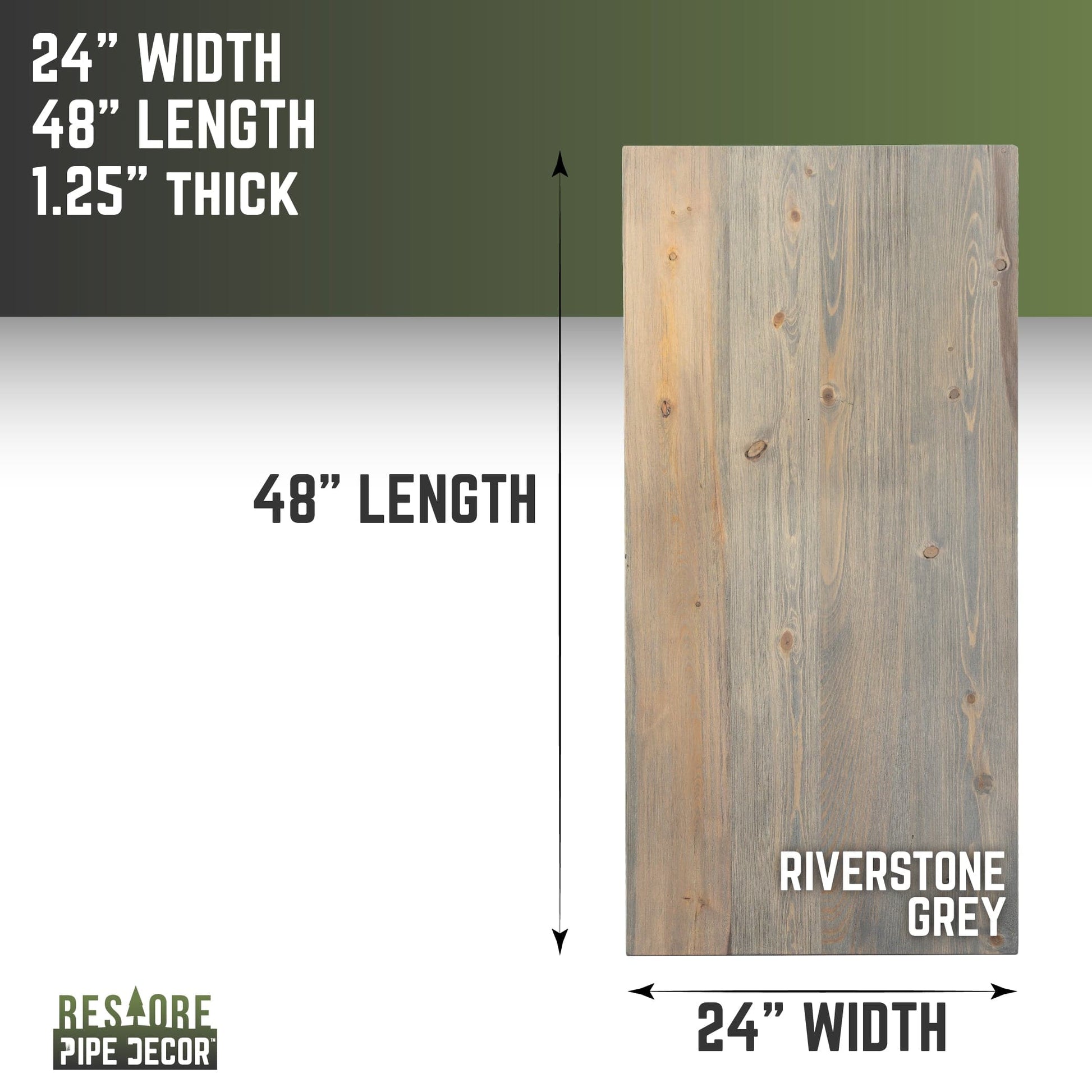 RESTORE Riverstone Grey Solid Wood Desk Tabletop