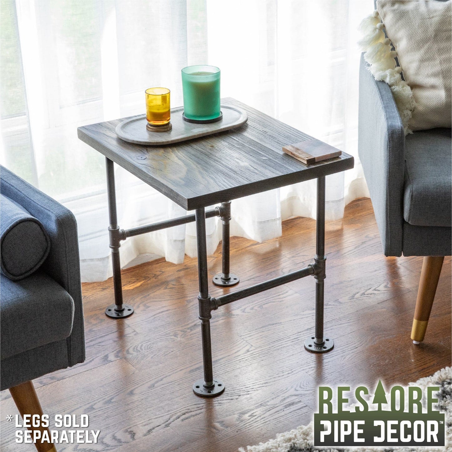 RESTORE Boulder Black Solid Wood End Tabletop