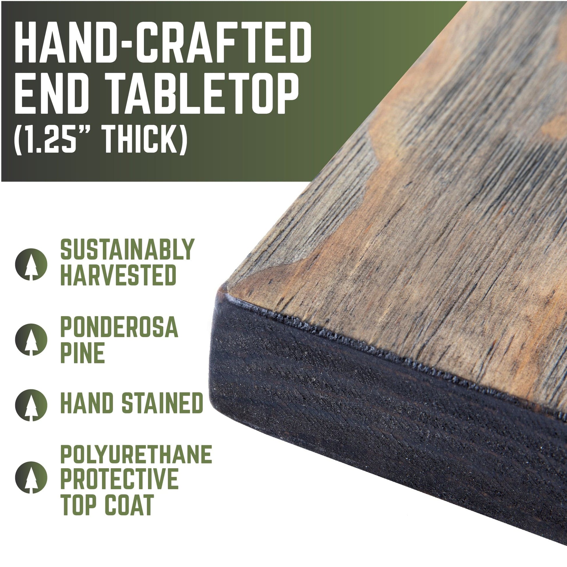 RESTORE Boulder Black Solid Wood End Tabletop