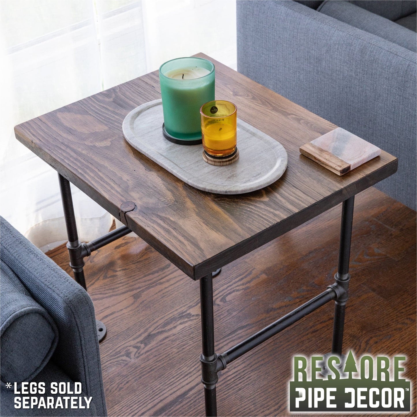 RESTORE Trail Brown Solid Wood End Tabletop