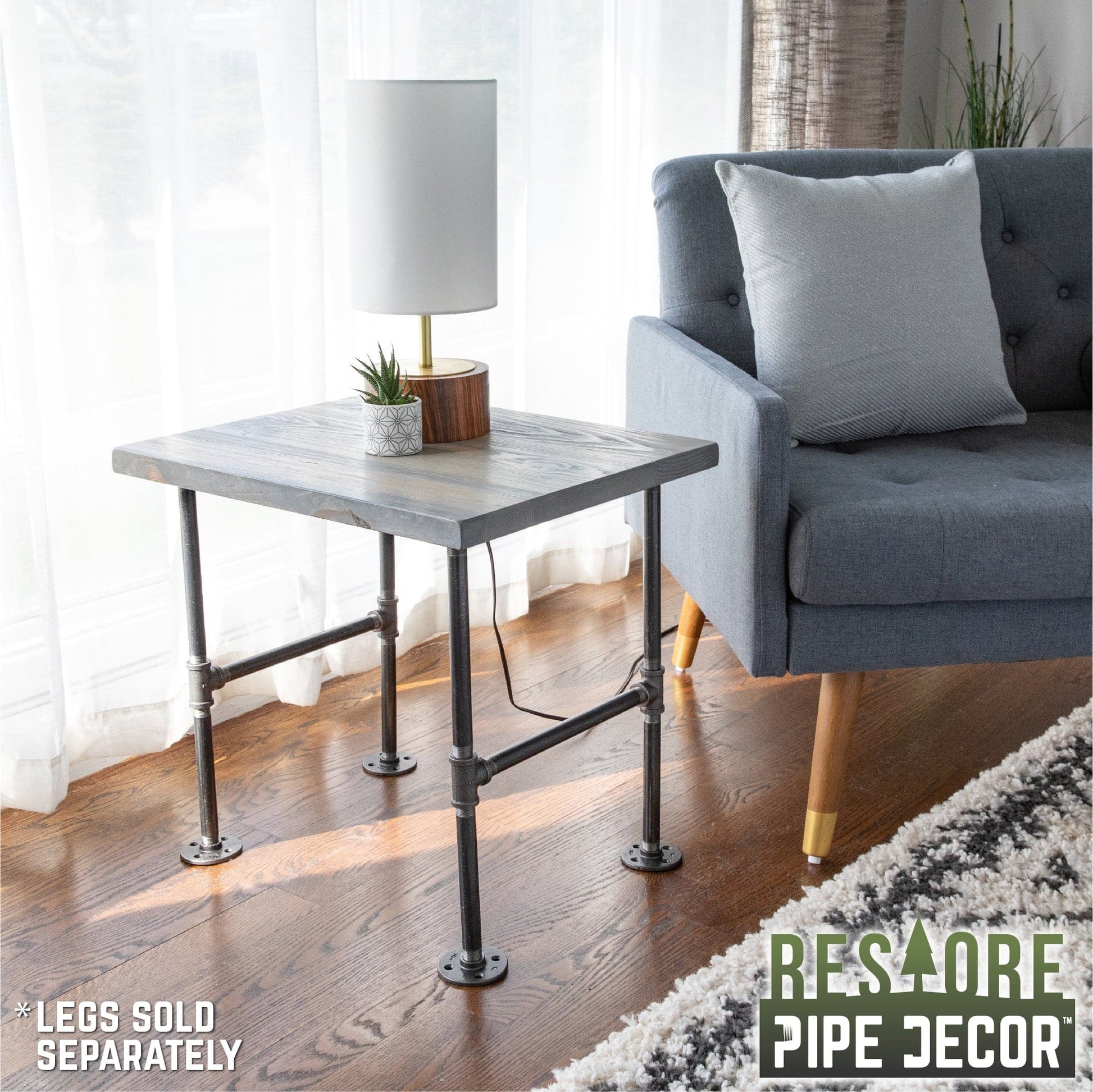 RESTORE Riverstone Grey Solid Wood End Tabletop