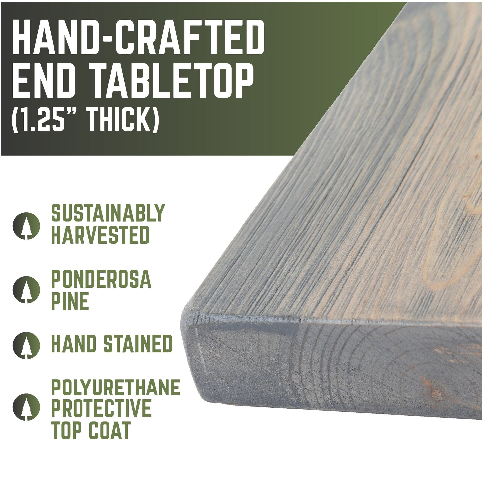 RESTORE Riverstone Grey Solid Wood End Tabletop