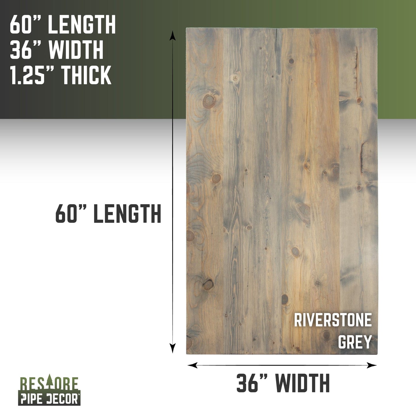 RESTORE Riverstone Grey Solid Wood Dining Tabletop