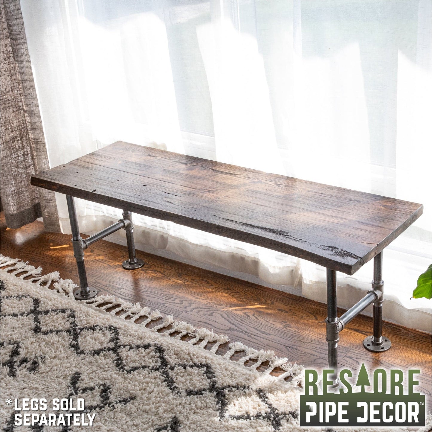 RESTORE Boulder Black Solid Live Edge Wood Console Tabletop