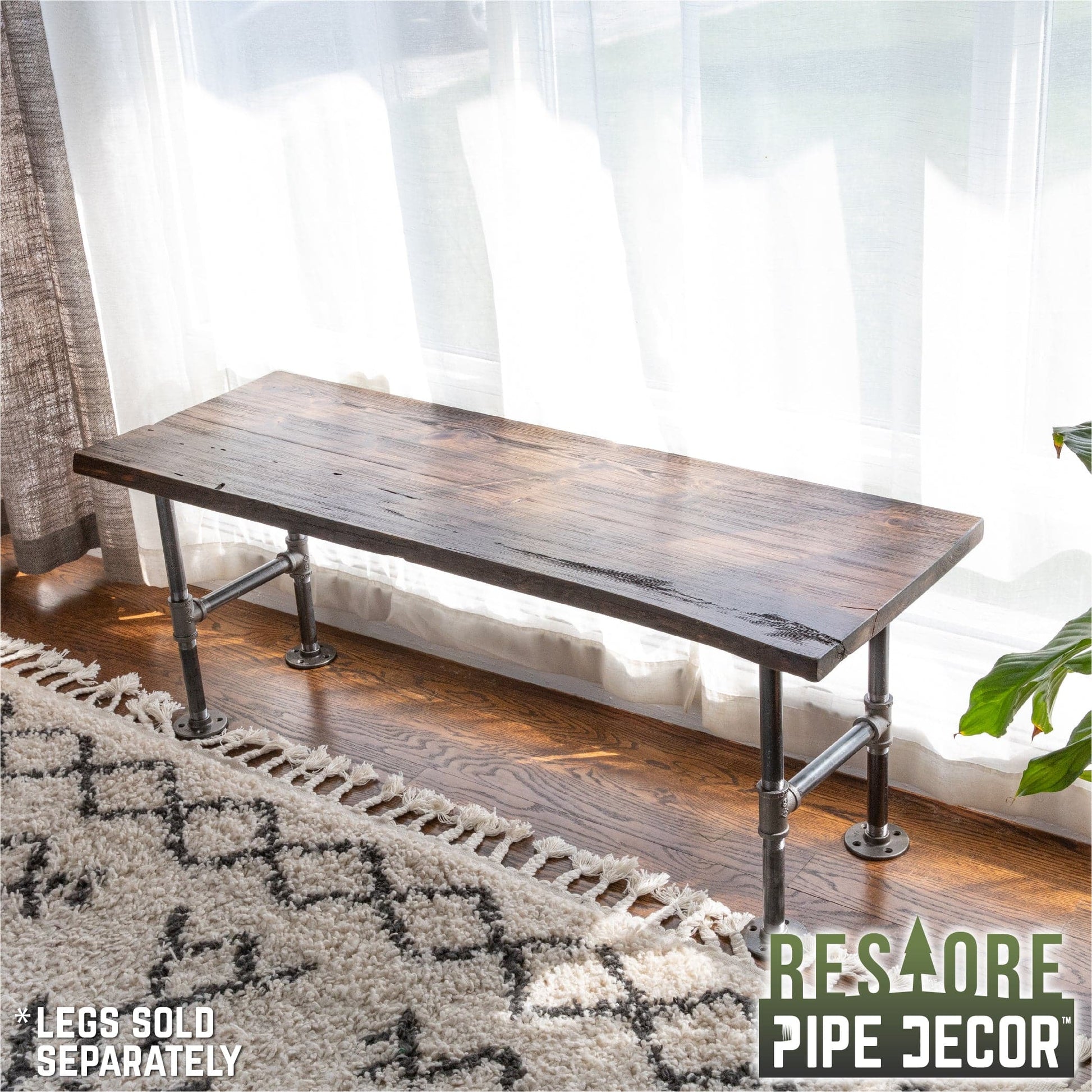 RESTORE Trail Brown Solid Live Edge Wood Console Tabletop