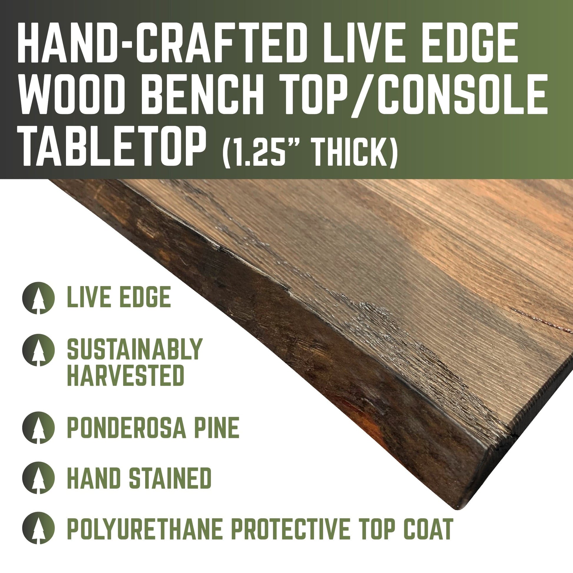 RESTORE Trail Brown Solid Live Edge Wood Console Tabletop