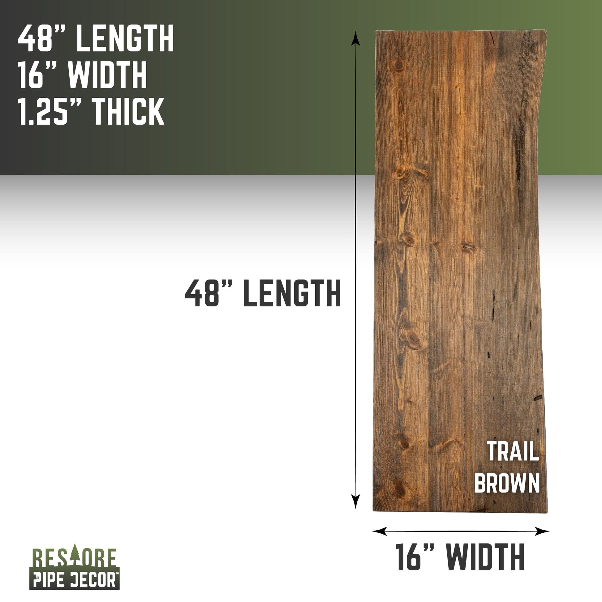 RESTORE Trail Brown Solid Live Edge Wood Console Tabletop