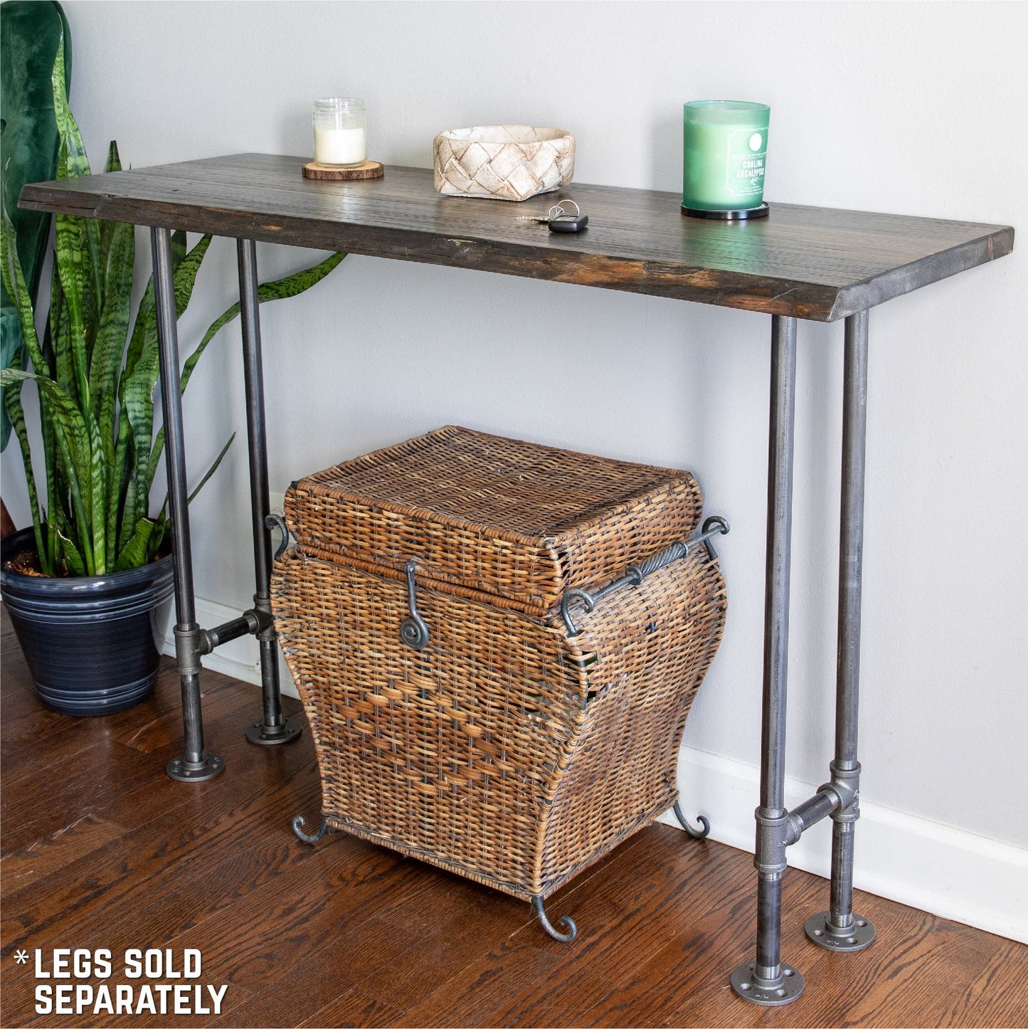 RESTORE Trail Brown Solid Live Edge Wood Console Tabletop