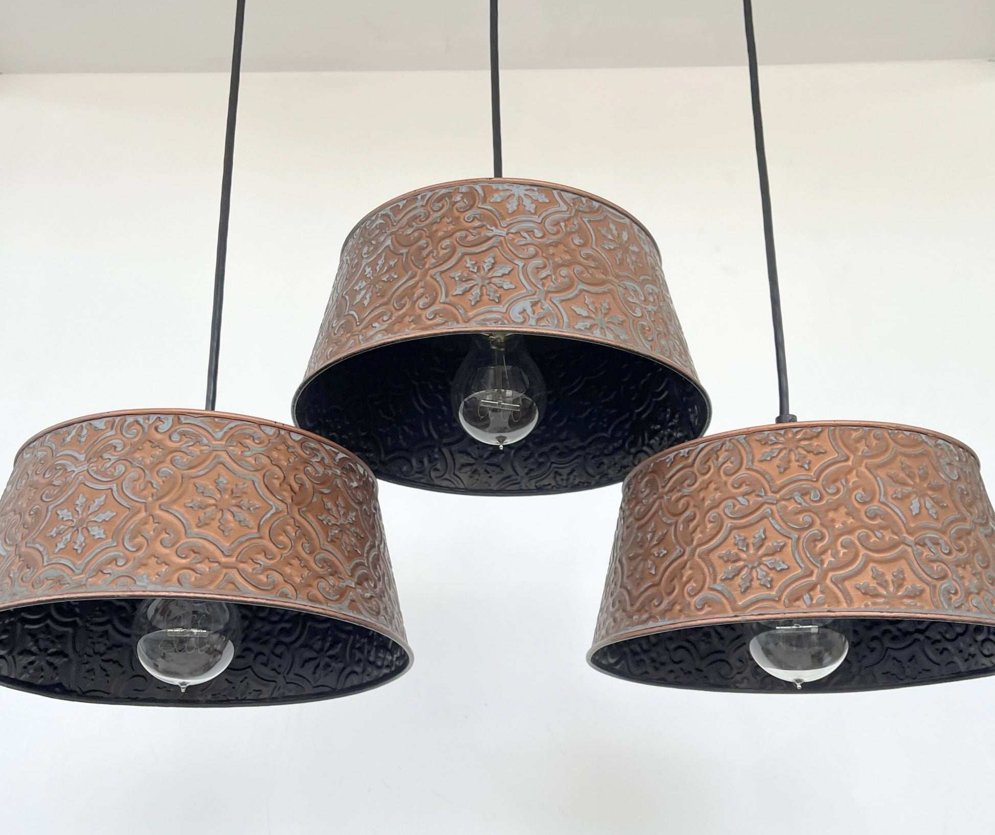 Ornate Copper CHANDELIER Rectangular TRIO Light