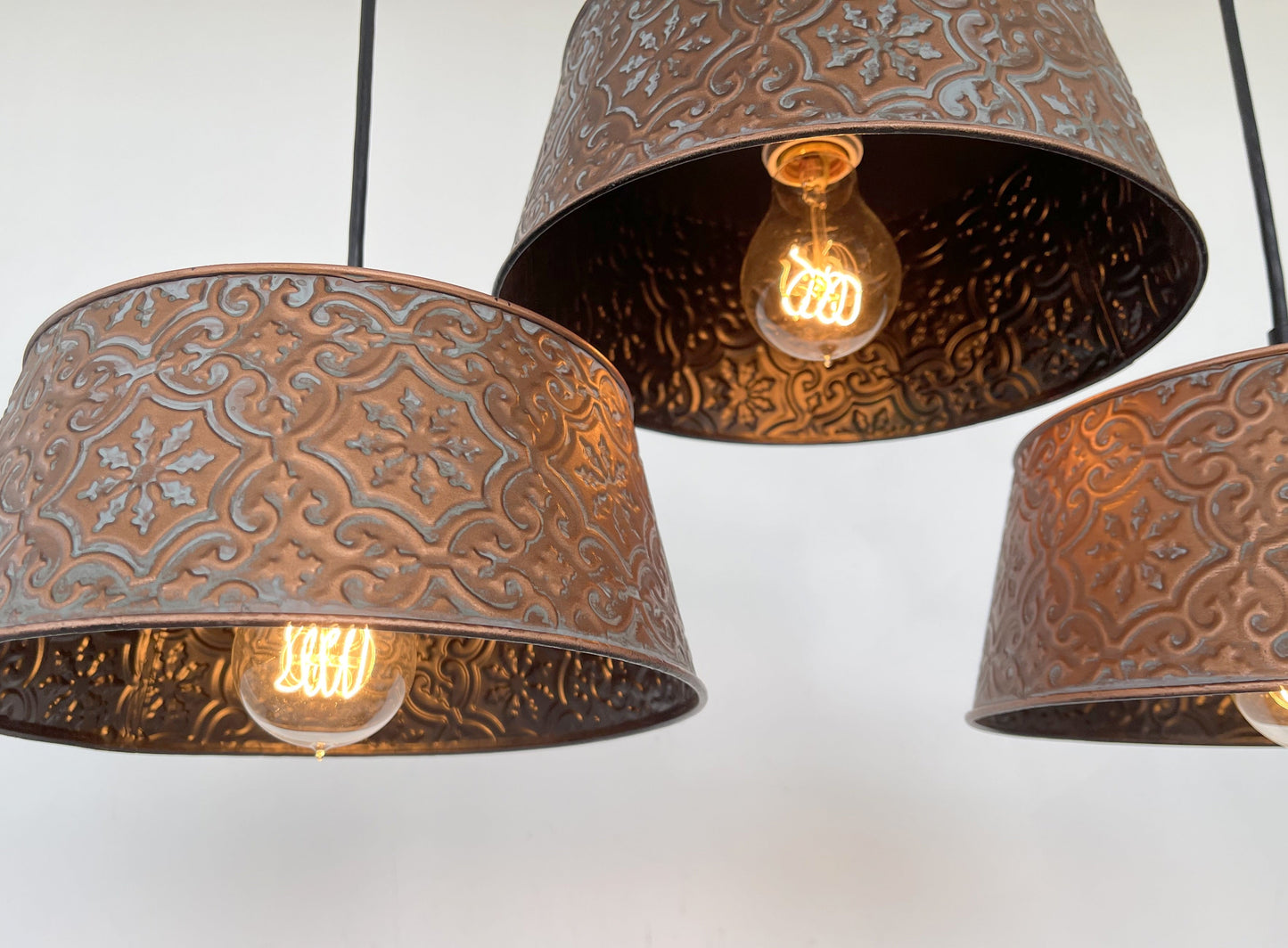 Ornate Copper CHANDELIER Rectangular TRIO Light