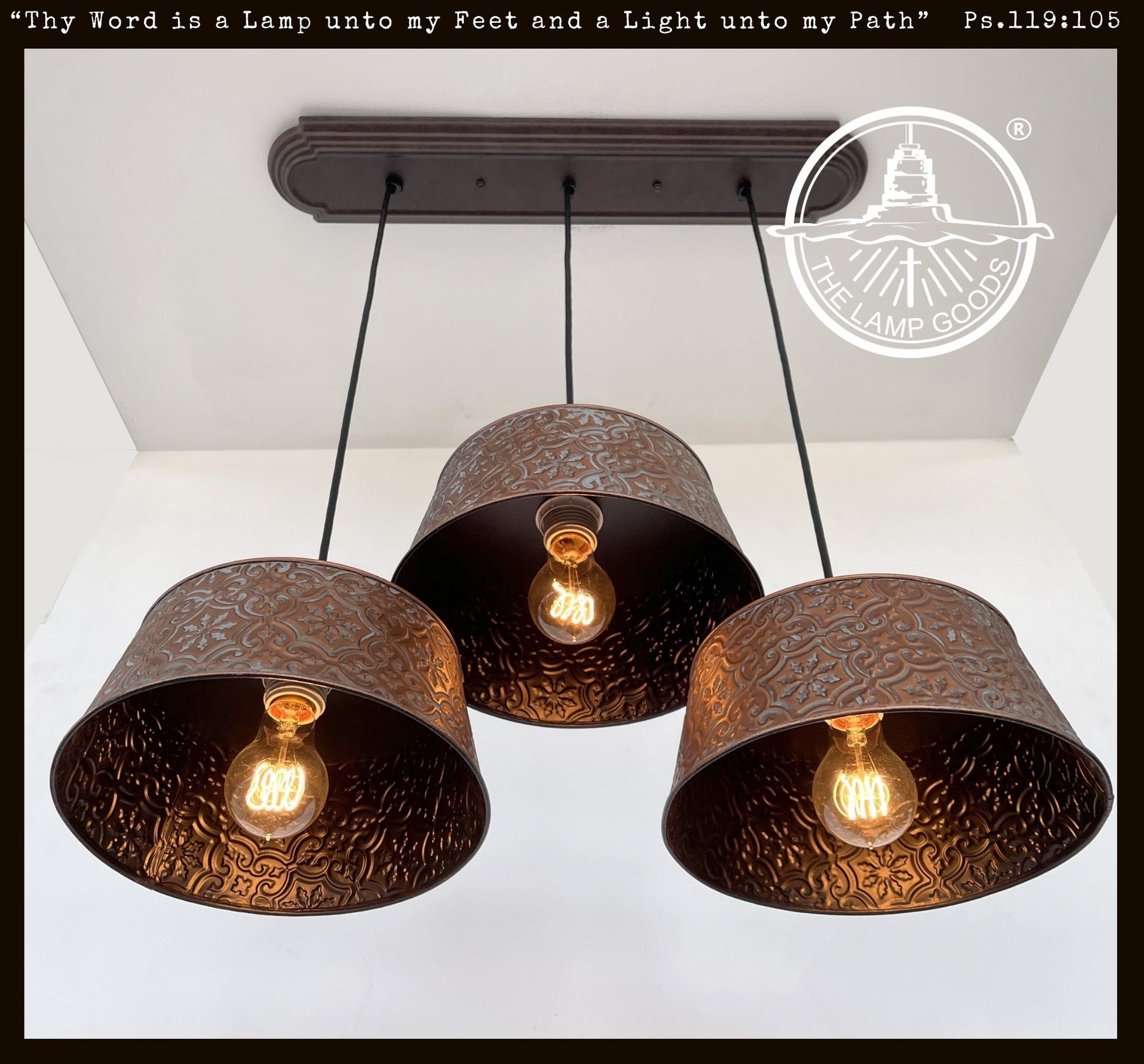 Ornate Copper CHANDELIER Rectangular TRIO Light